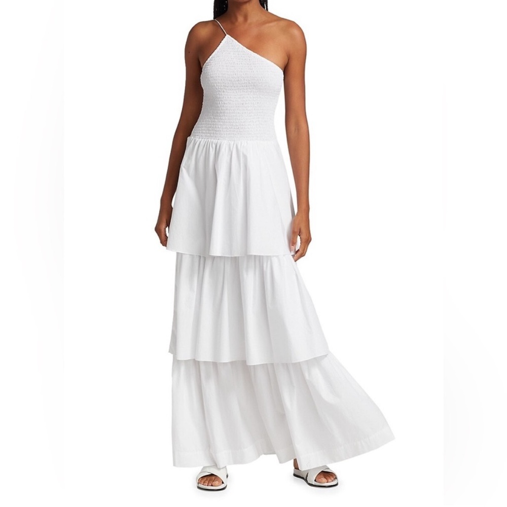 SWF x Revolve 100% Cotton Smocked Tiered Maxi Dress White